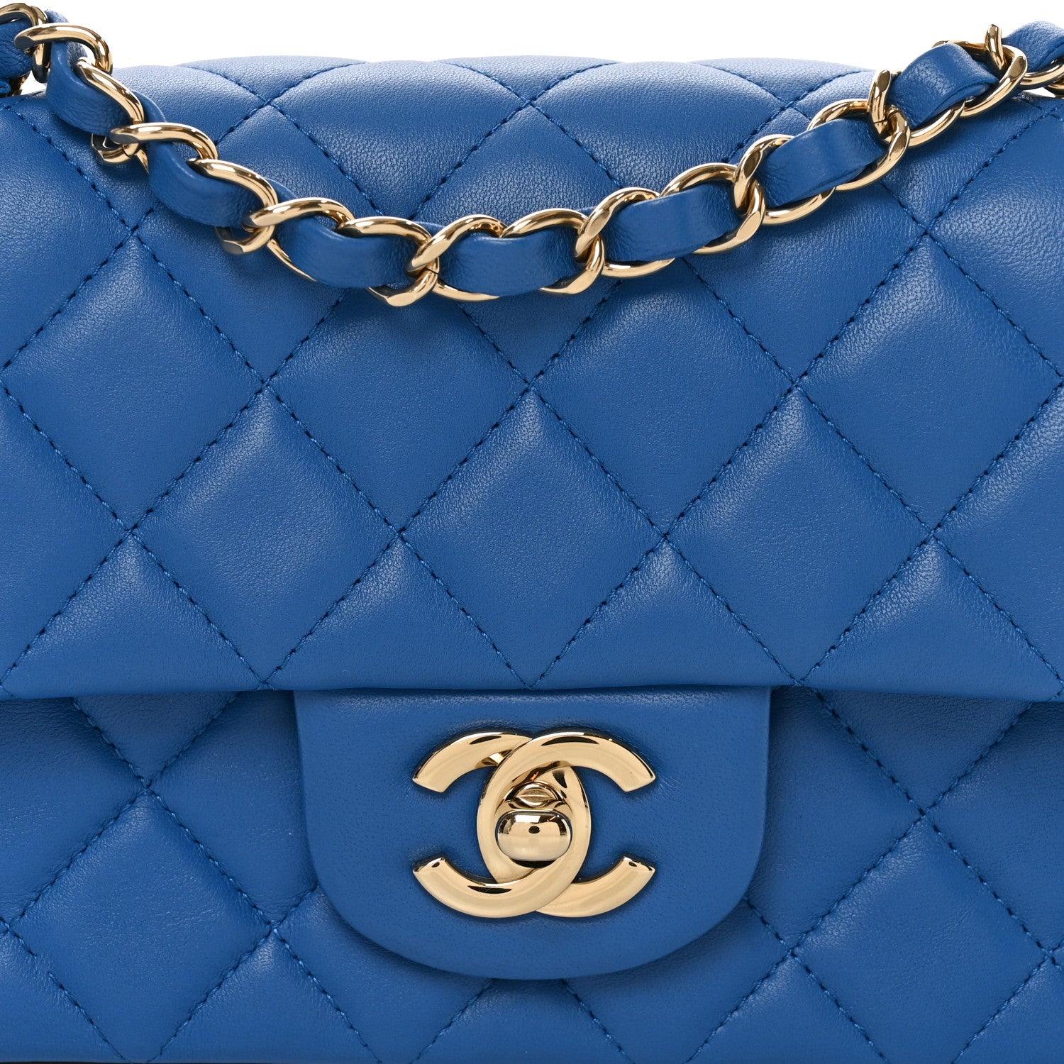Chanel Lambskin Quilted Mini Rectangular Flap Blue 8 of 11