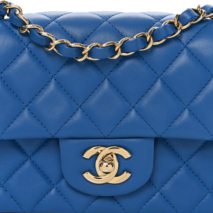 Chanel Lambskin Quilted Mini Rectangular Flap Blue 8 of 11