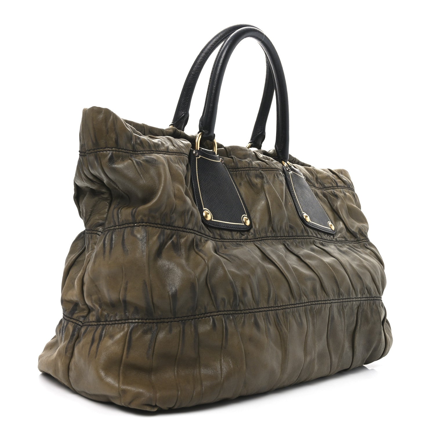 Prada Nappa Gaufre Tote Green 2 of 9