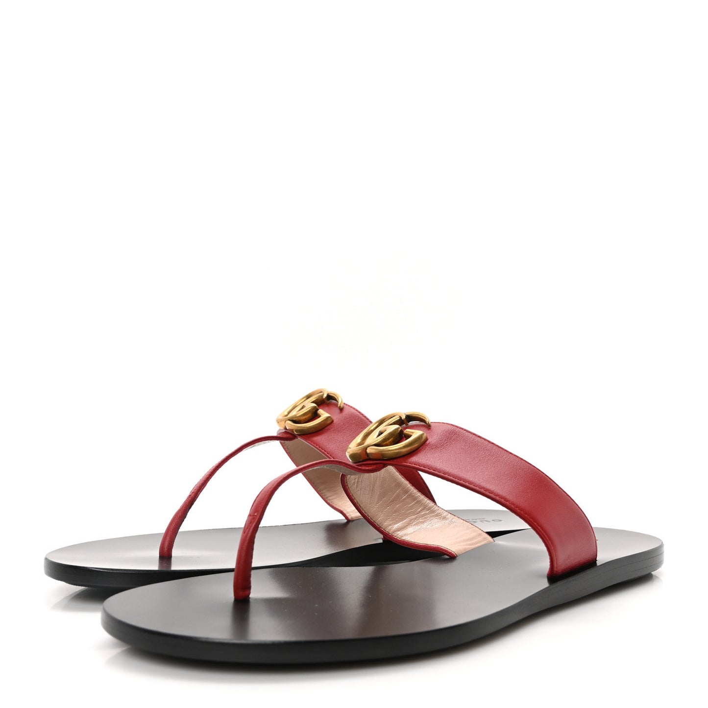 Calfskin GG Marmont Thong Sandals 38 Red