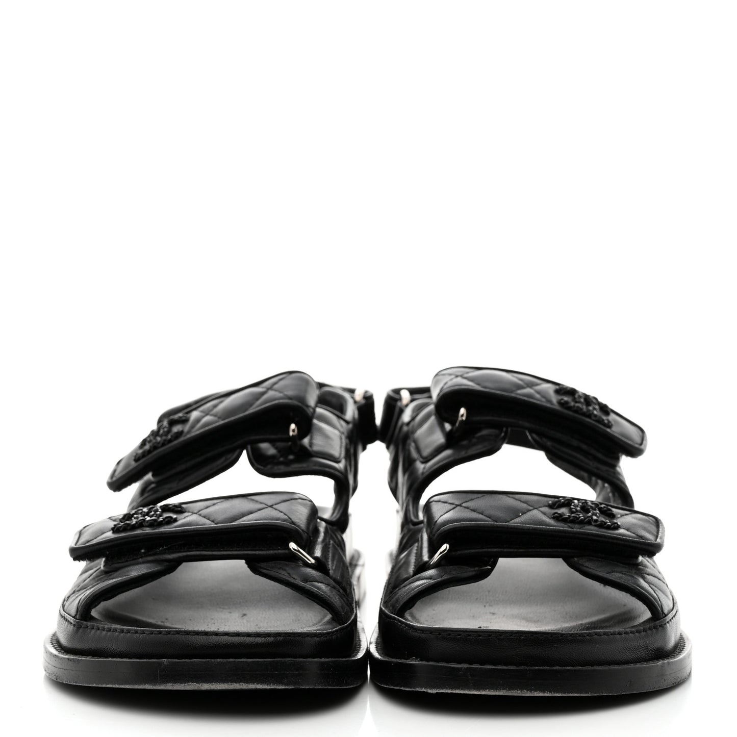 Lambskin Velcro Dad Sandals 38 Black