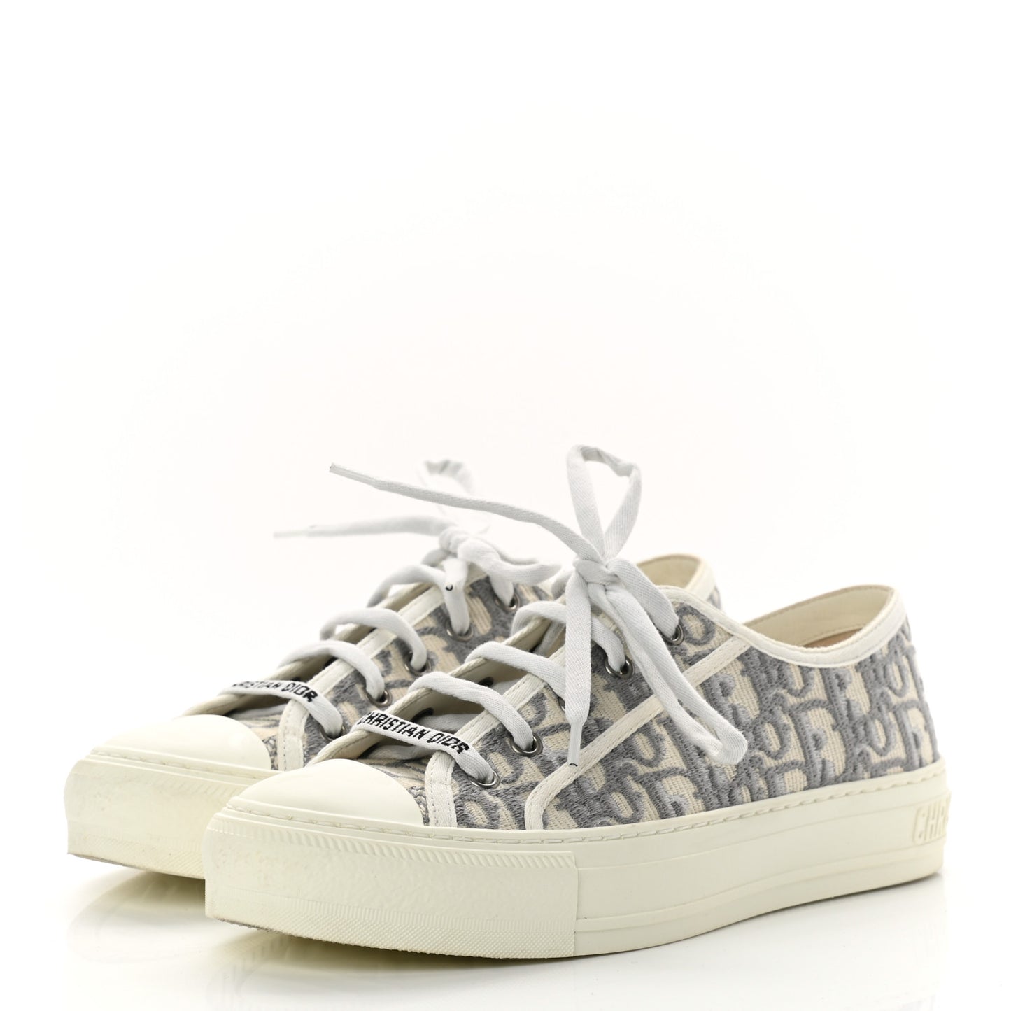 Canvas Oblique Walk'N'Dior Low Top Sneakers 38 Grey Stone