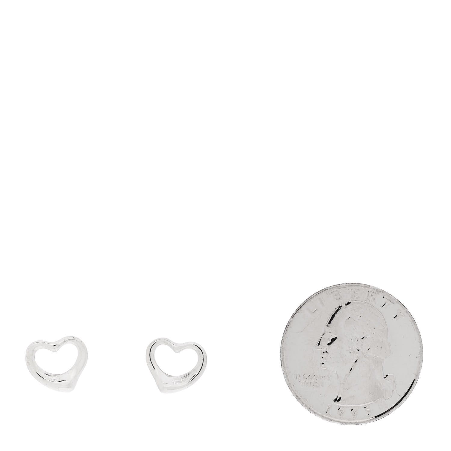 Tiffany Sterling Silver Elsa Peretti 11mm Open Heart Earrings 2 of 4