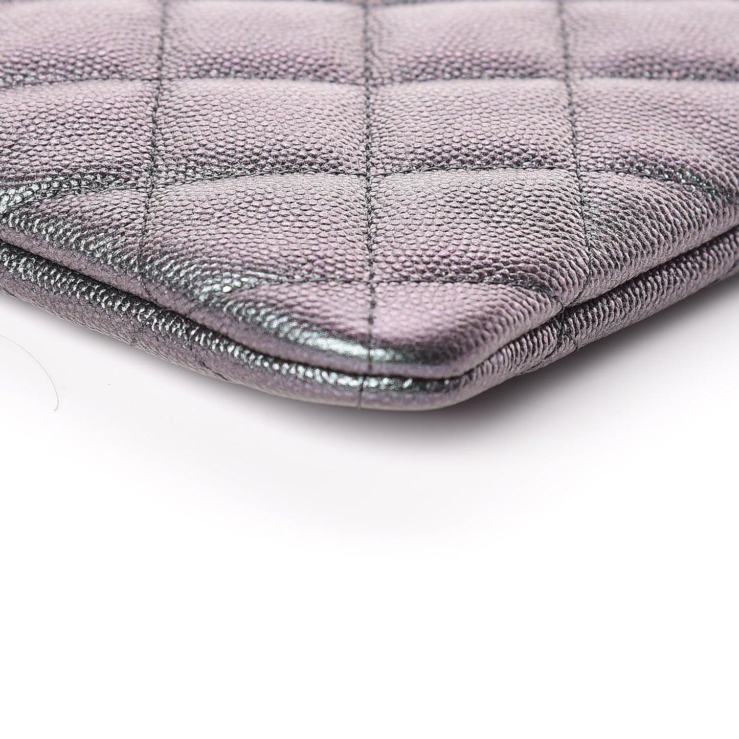 Iridescent Caviar Quilted Large Cosmetic Case Black