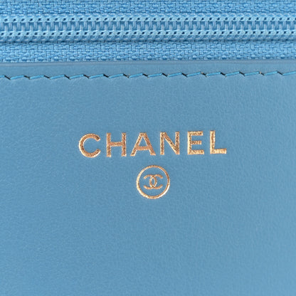 Chanel Caviar Quilted Boy Wallet On Chain WOC Blue 6 of 11
