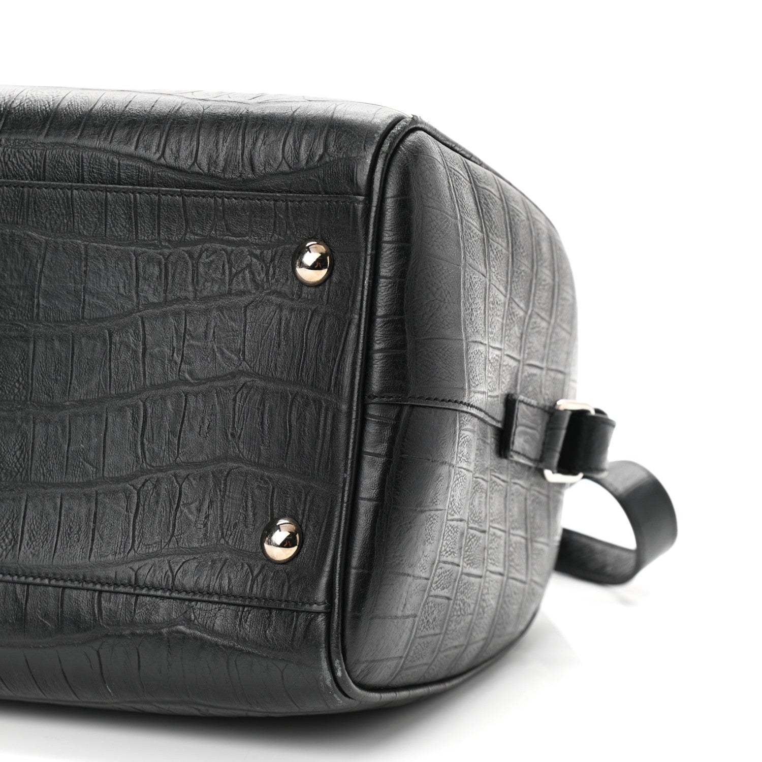 Saint Laurent Calfskin Crocodile Embossed Classic Duffle Bag Black 10 of 11