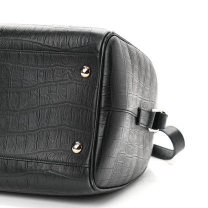 Saint Laurent Calfskin Crocodile Embossed Classic Duffle Bag Black 10 of 11