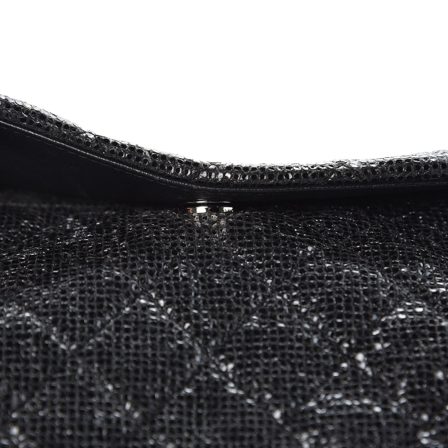 Iridescent Vinyl Quilted Clutch With Chain Black