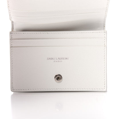 Saint Laurent Grain De Poudre Matelasse Chevron Monogram Card Case Blanc Optique 6 of 10
