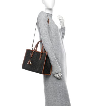 Celine Triomphe Canvas Calfskin Mini Horizontal Cabas Tan 2 of 9