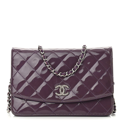 Chanel Patent Quilted Brilliant Wallet On Chain WOC Violet 1 of 12