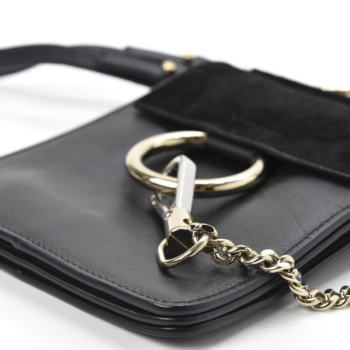Suede Calfskin Mini Faye Bracelet Bag Black