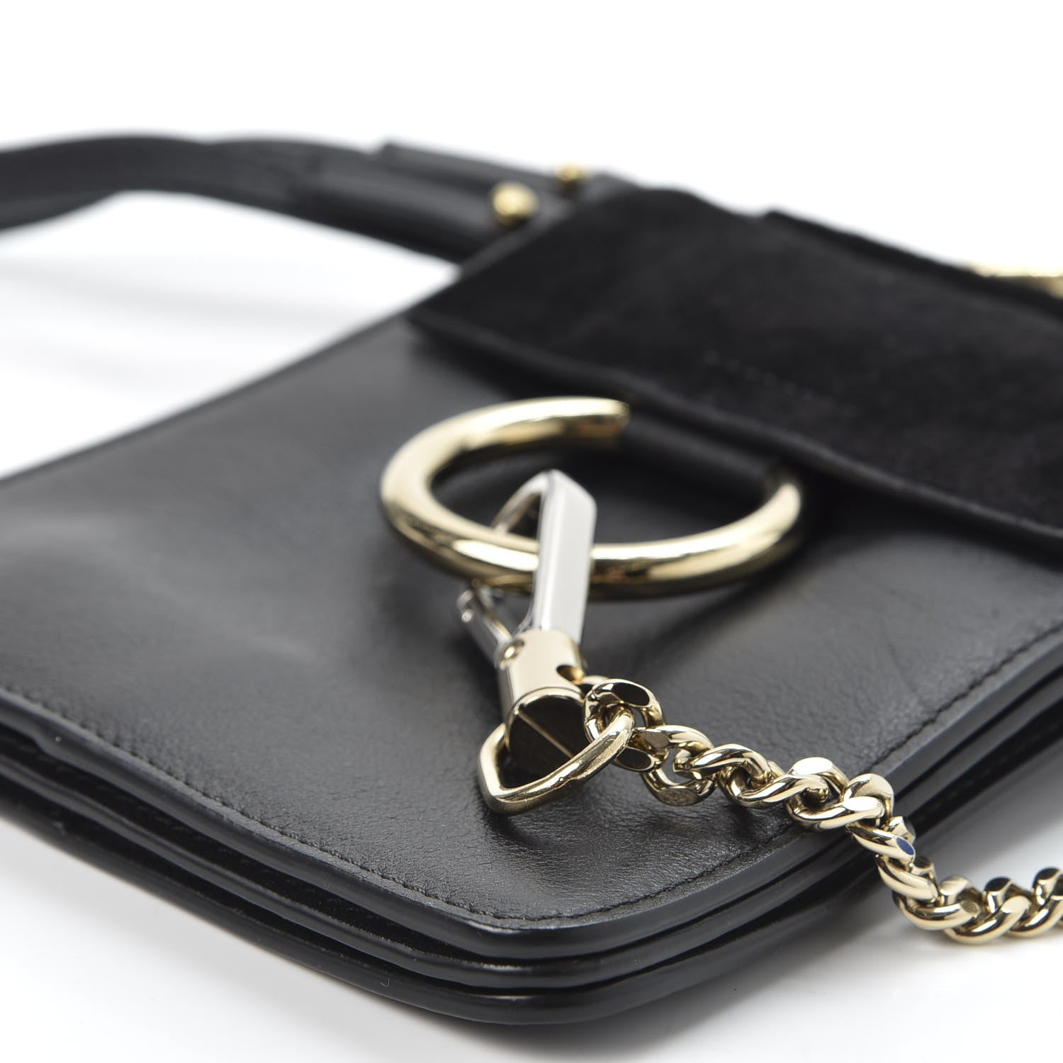 Chloe Suede Calfskin Mini Faye Bracelet Bag Black 6 of 11