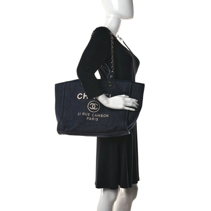 Chanel Denim Medium Deauville Tote Dark Blue 1 of 12