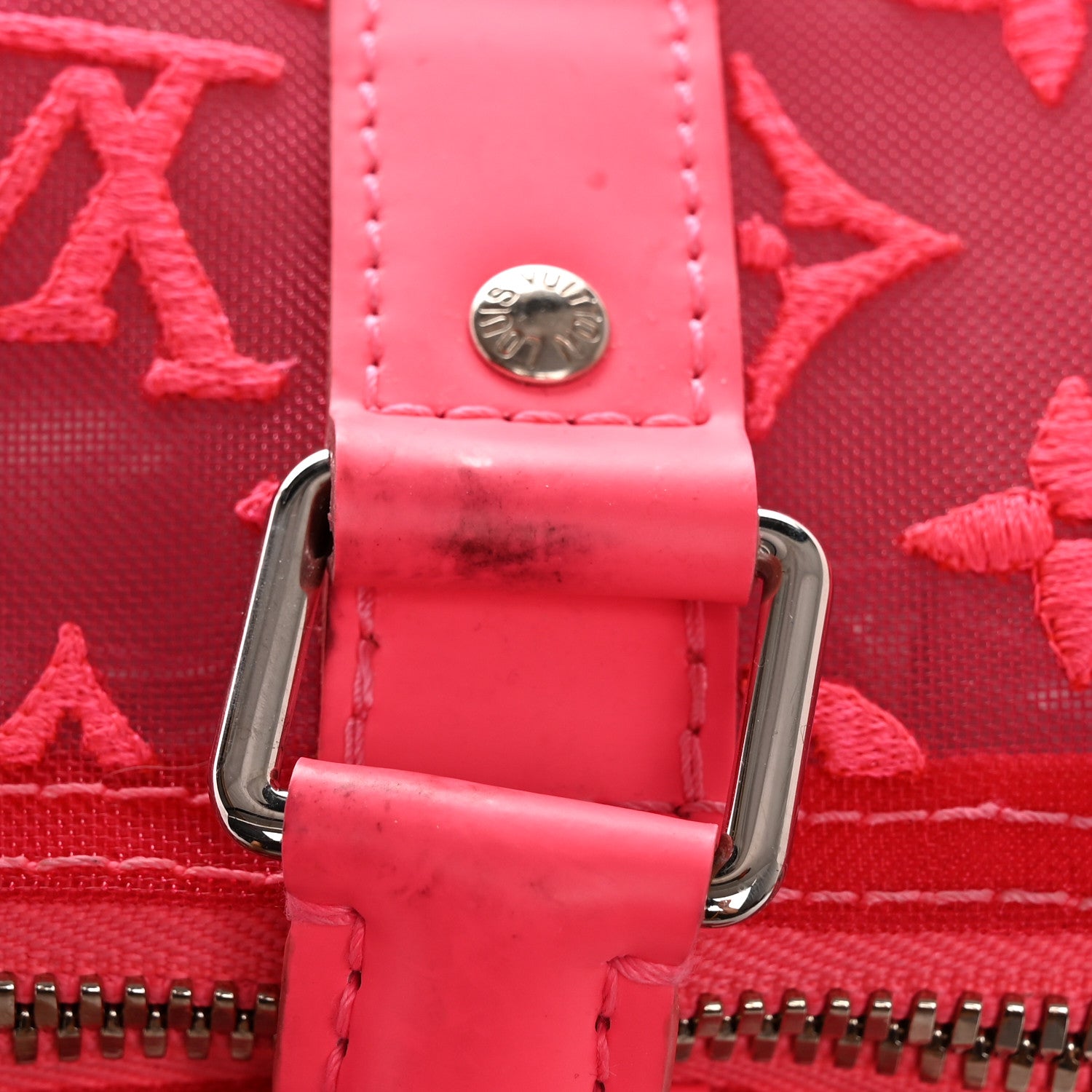 Louis Vuitton Monogram Fluo See Through Keepall Bandouliere 50 Rose 14 of 15