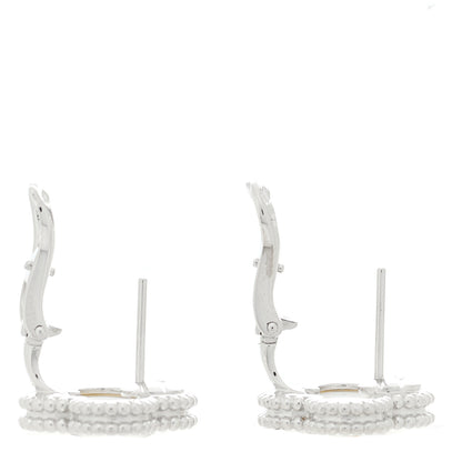 Van Cleef & Arpels 18K White Gold Mother of Pearl Vintage Alhambra Earrings 3 of 4