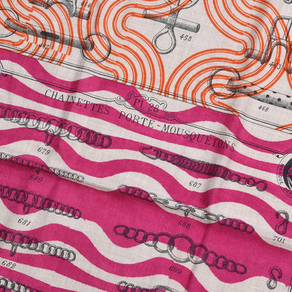 Hermes Cashmere Silk Manufacture de Boucleries Shawl 140 Fuchsia Turquoise Orange 3 of 9