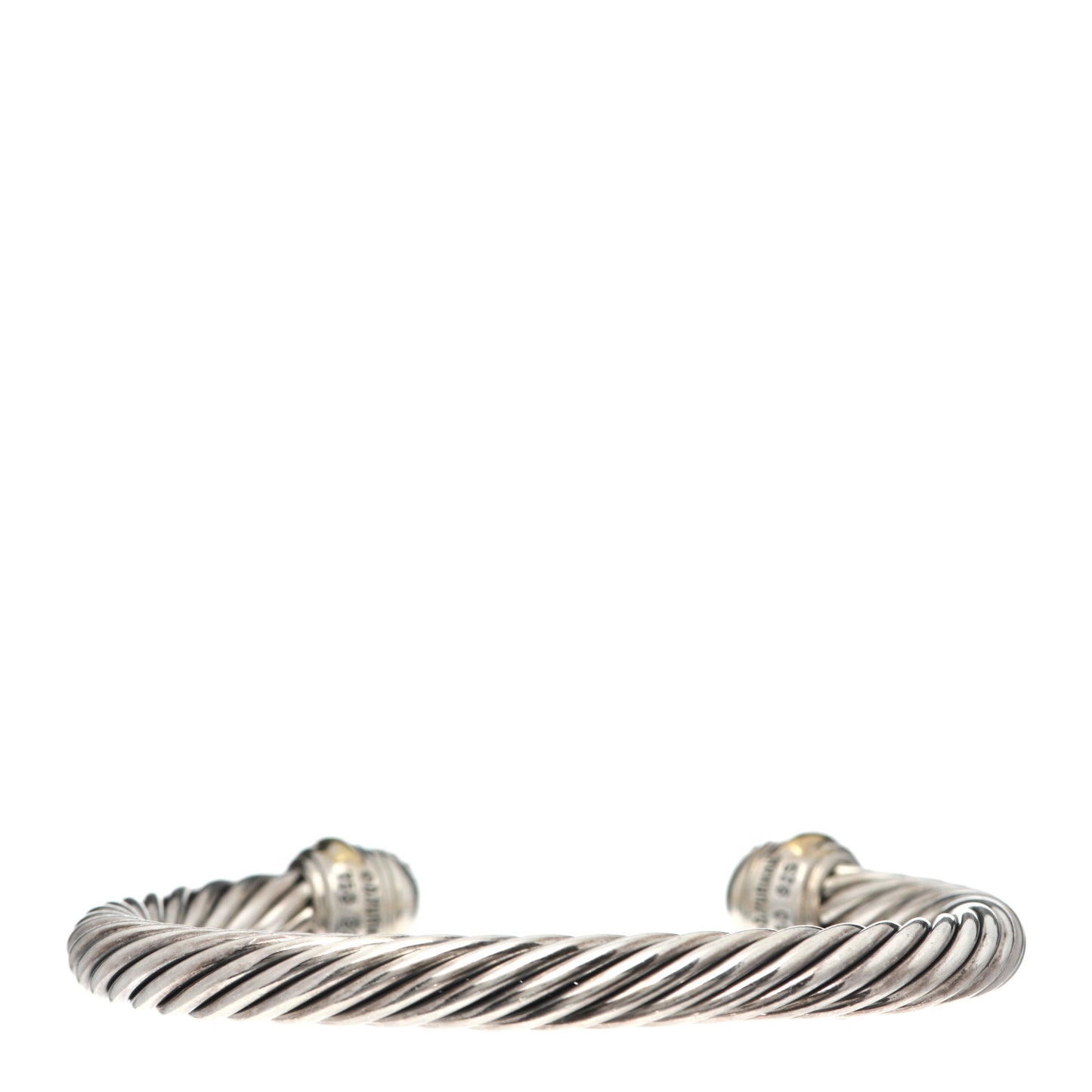 Sterling Silver 18K Yellow Gold Diamond Pave 7mm Cable Classics Bracelet