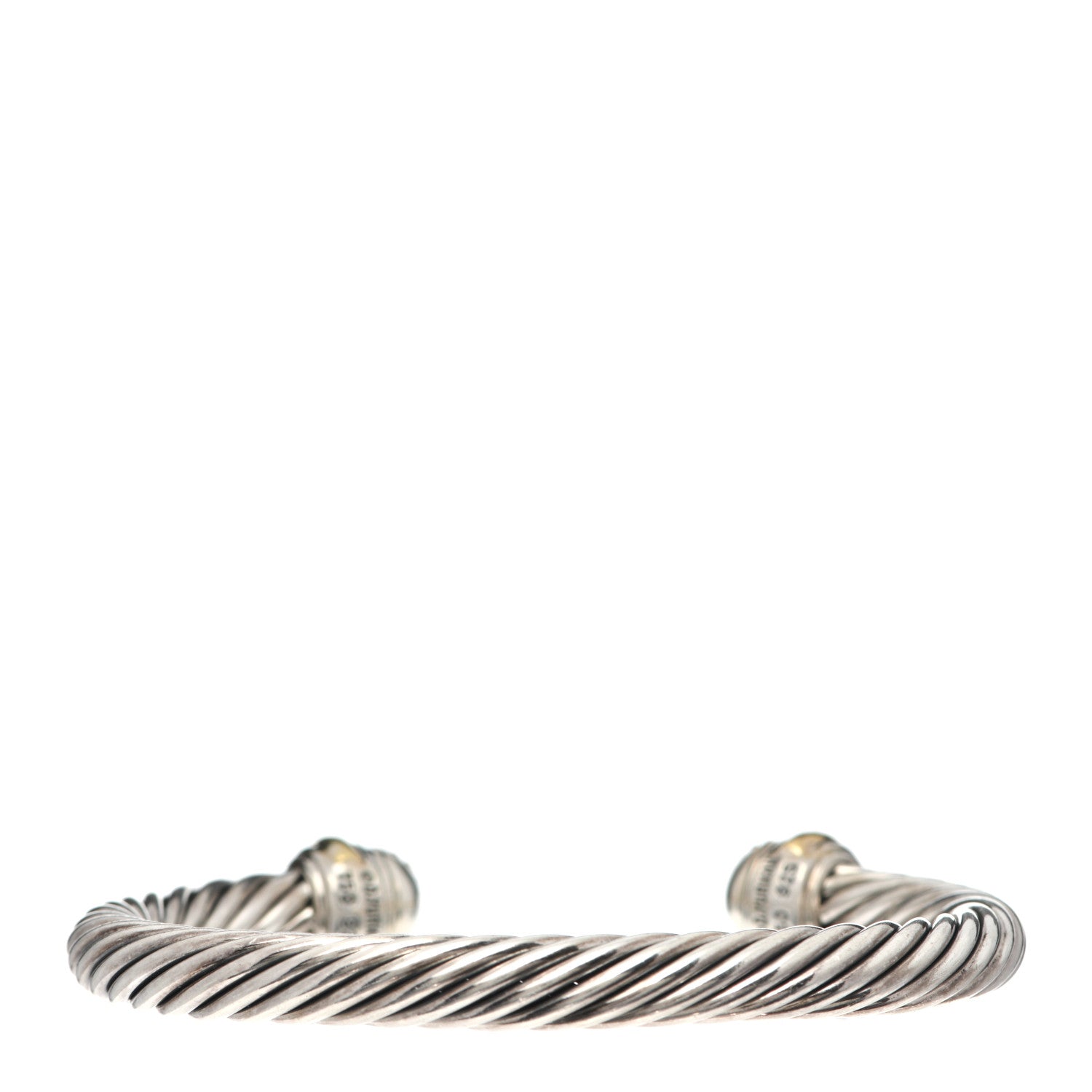 David Yurman Sterling Silver 18K Yellow Gold Diamond Pave 7mm Cable Classics Bracelet 3 of 4