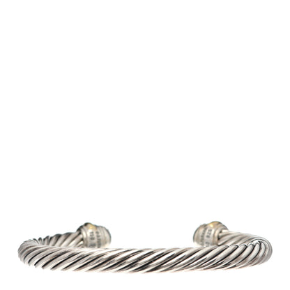 David Yurman Sterling Silver 18K Yellow Gold Diamond Pave 7mm Cable Classics Bracelet 3 of 4