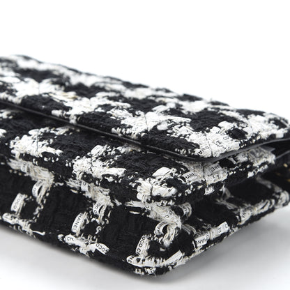 Chanel Tweed Quilted Wallet On Chain WOC Black Ecru White 6 of 10