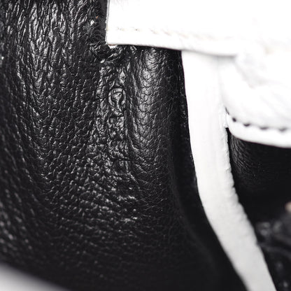 Hermes Taurillon Clemence Horseshoe Kelly Retourne 25 White Black 10 of 43