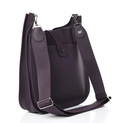 Hermes Taurillon Clemence Evelyne III GM Raisin 3 of 10