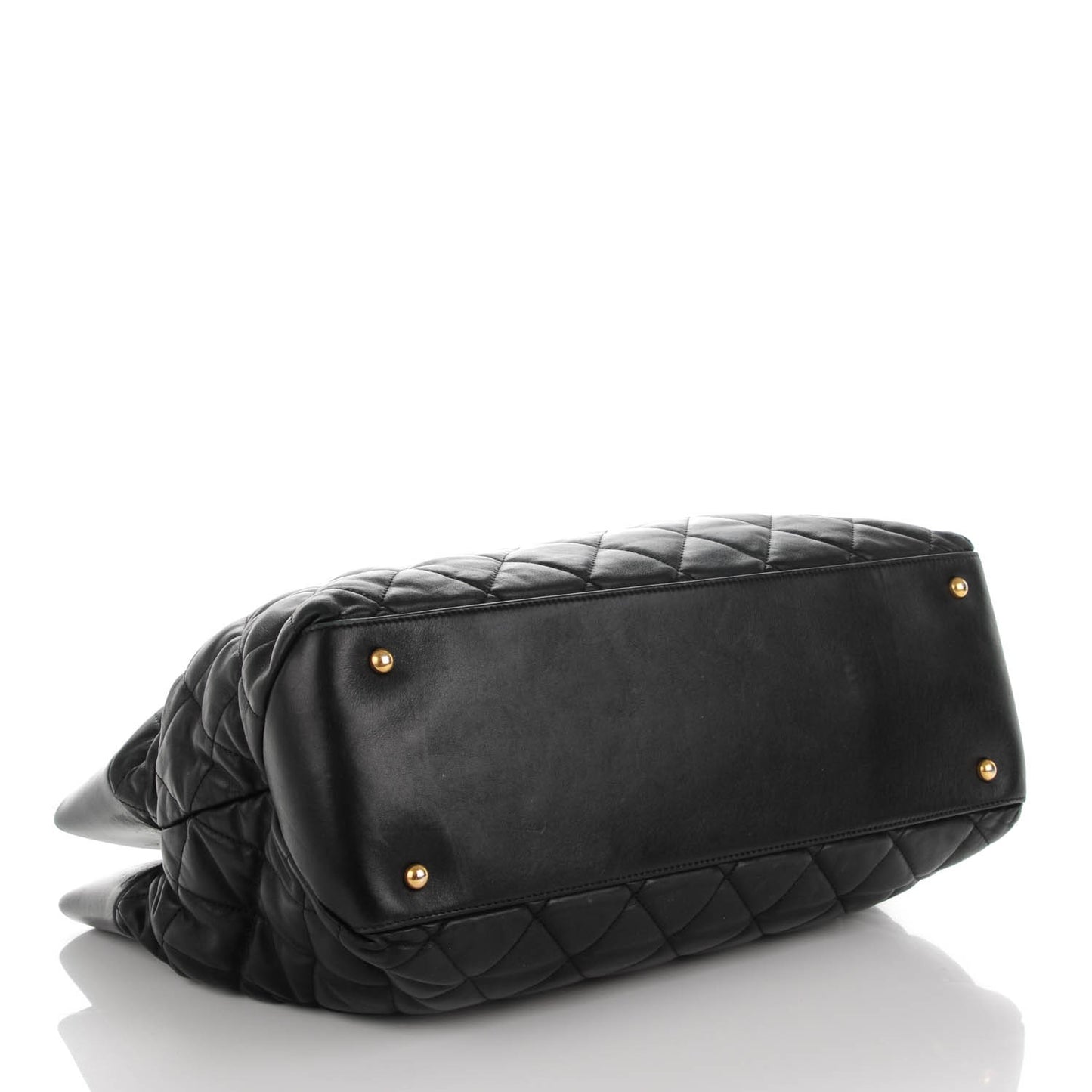 Calfskin Quilted Large Soft Elegance Tote Black