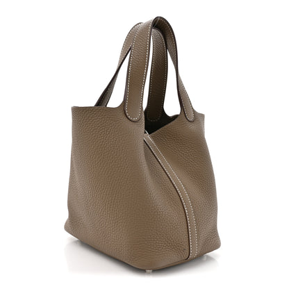 Hermes Taurillon Clemence Picotin Lock 18 PM Etoupe Etoupe 3 of 13