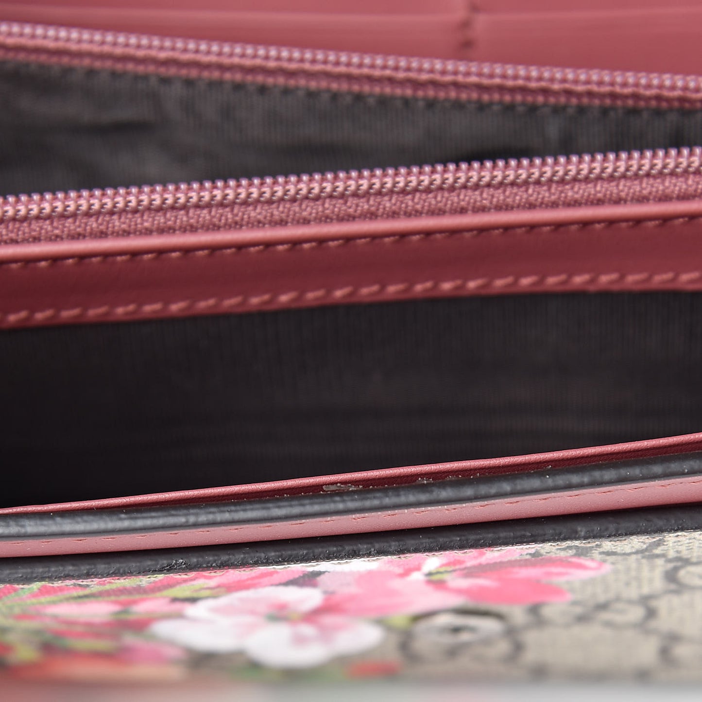 GG Supreme Monogram Blooms Continental Wallet Beige Multicolor Dry Rose