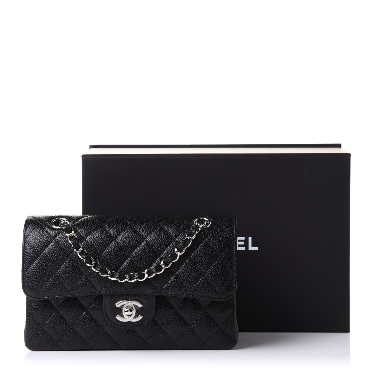 Caviar Quilted Small Double Flap Black