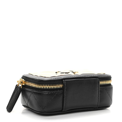 Chanel Lambskin Metal Quilted Extra Mini Vanity Case With Chain Black Gold 4 of 11