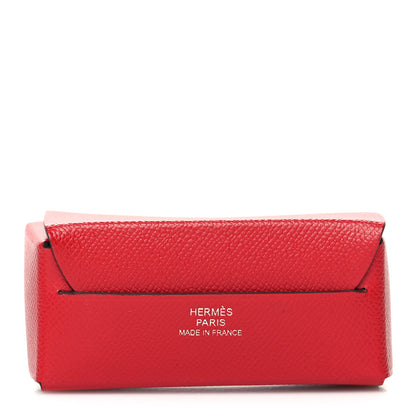 Hermes Grained Madame Calfskin Lipstick Case with Mirror Rouge Piment 3 of 10
