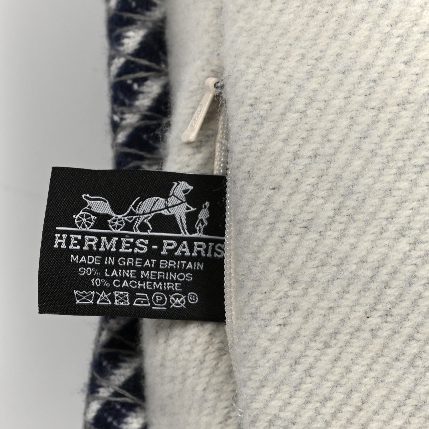 Hermes Wool Cashmere H Riviera Pillow Marine 3 of 3