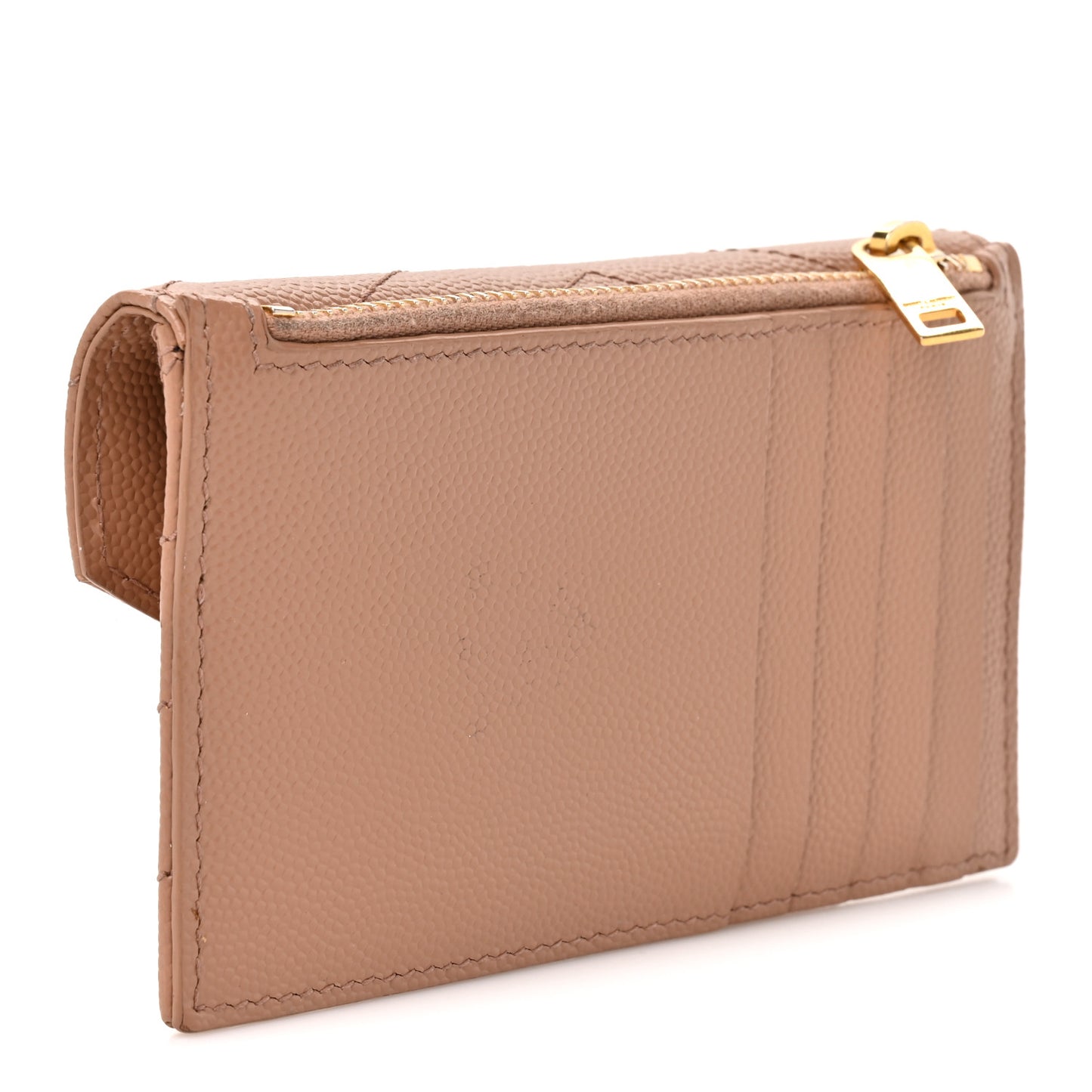 Grain De Poudre Matelasse Chevron Monogram Compact Wallet Vintage Peach