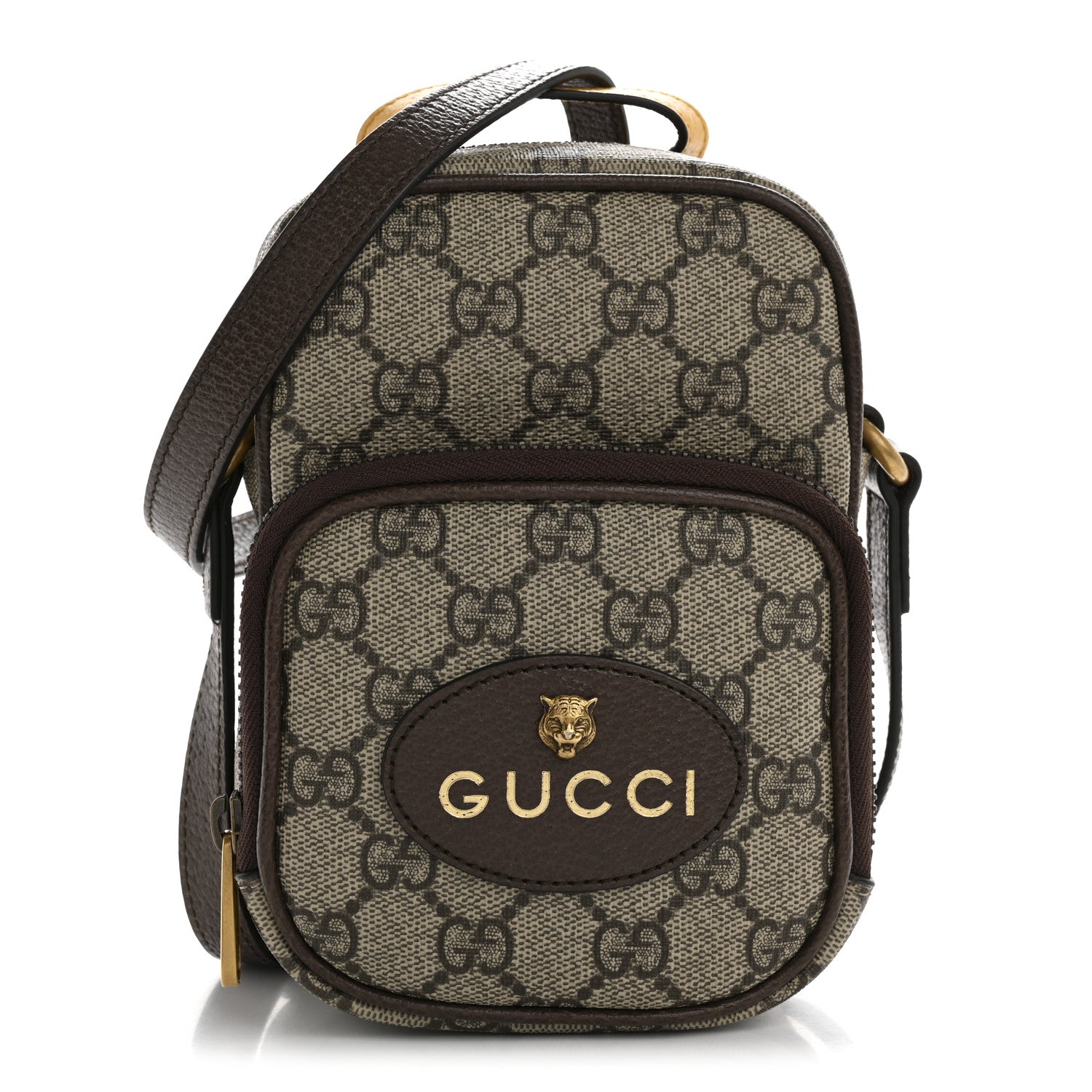 Gucci GG Supreme Monogram Mini Neo Vintage Double Zip Messenger Bag Beige New Acero Crop 1 of 10
