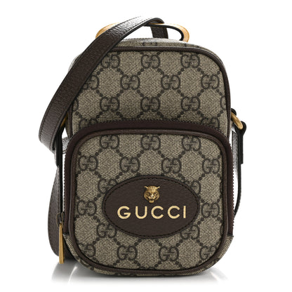 Gucci GG Supreme Monogram Mini Neo Vintage Double Zip Messenger Bag Beige New Acero Crop 1 of 10