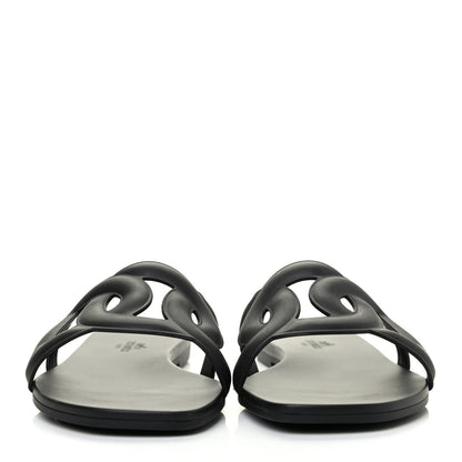 Hermes Rubber Aloha Sandals 38 Black 2 of 10