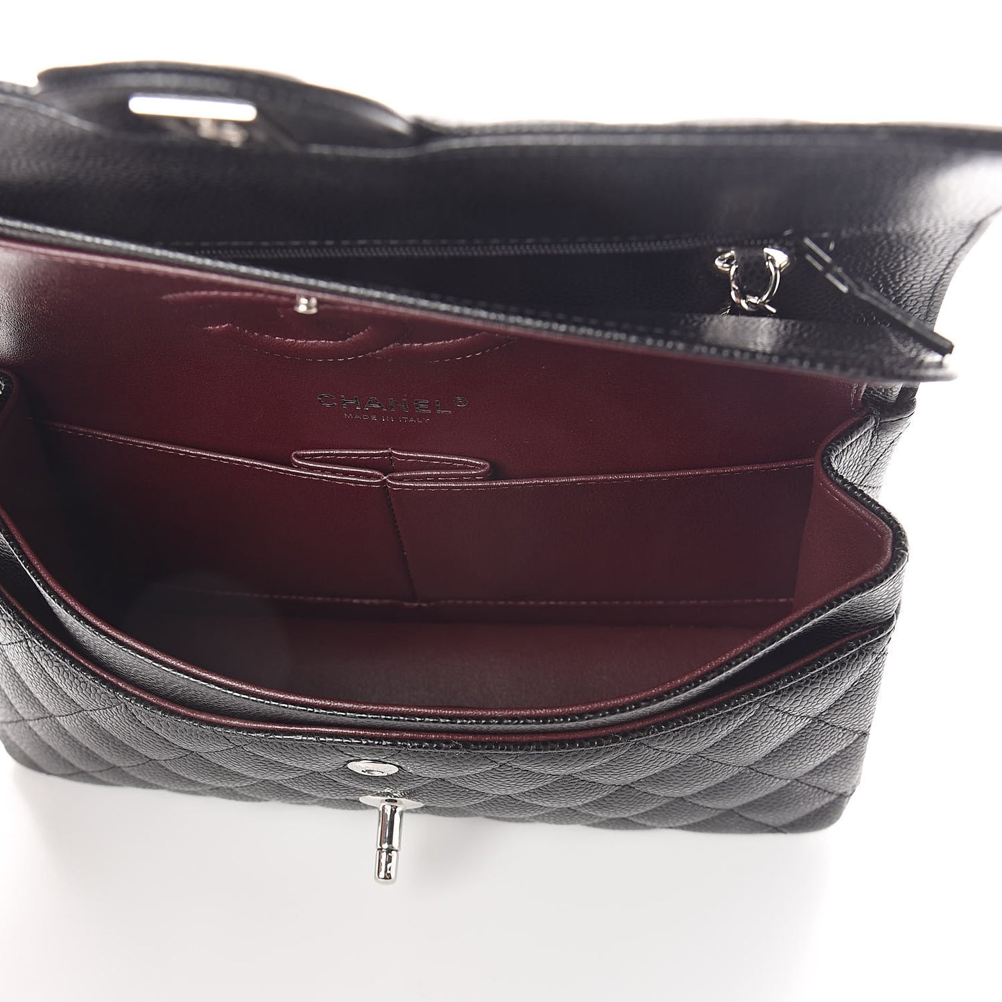 Caviar Quilted Medium Double Flap Black