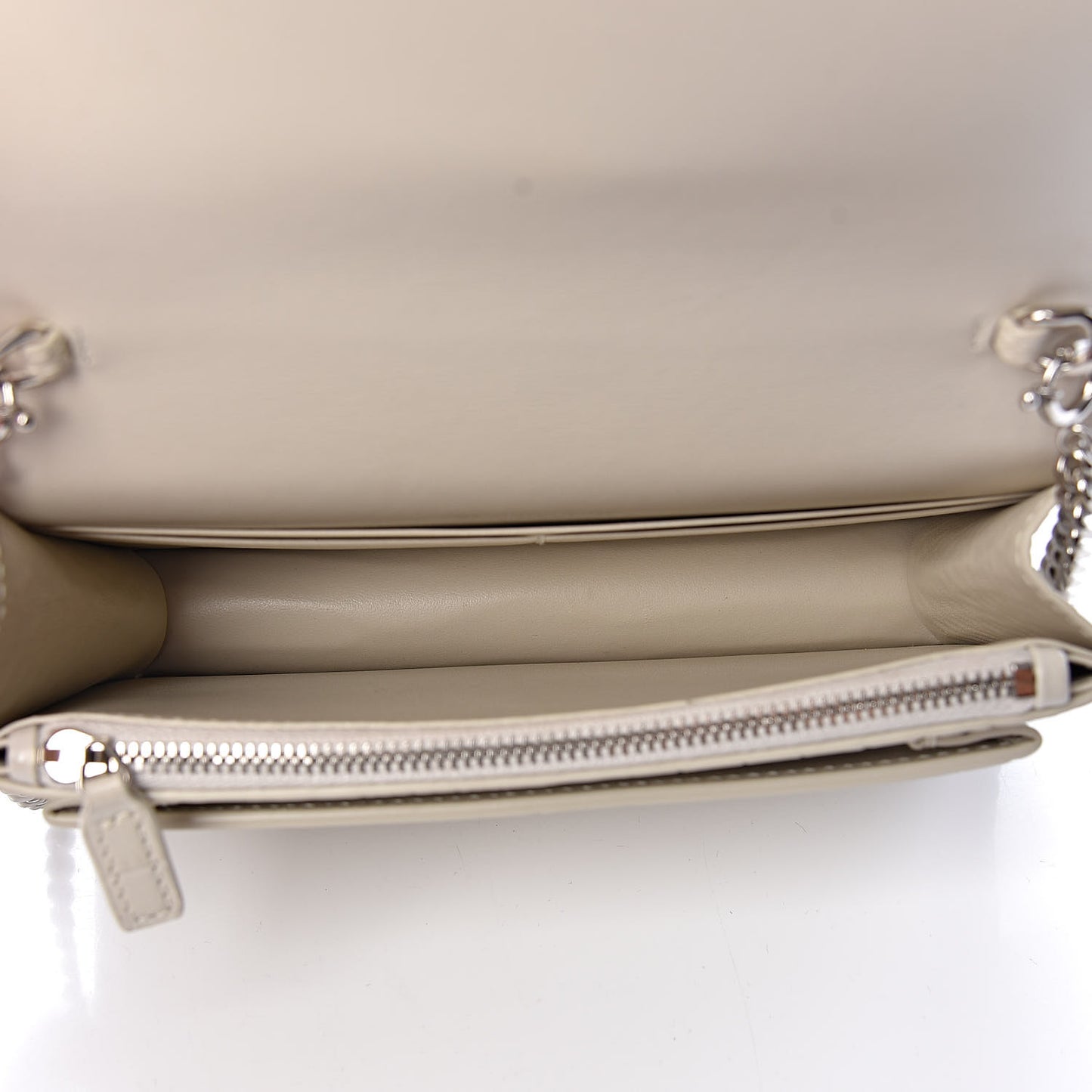 Calfskin Crocodile Embossed Monogram Sunset Chain Wallet Blanc Vintage