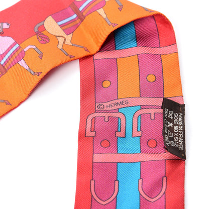 Hermes Silk Rocabar Twilly Orange Rouge Framboise 4 of 4
