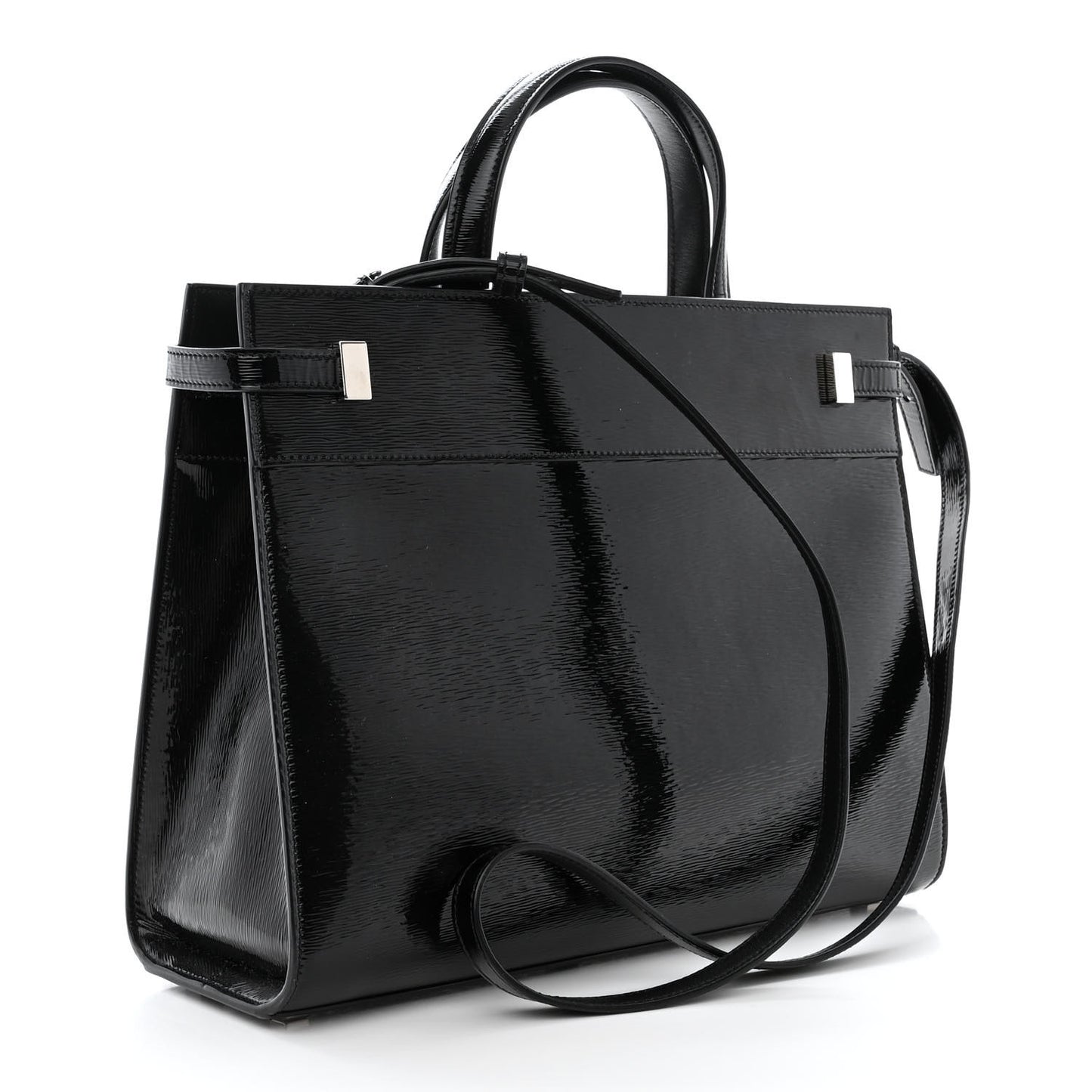 Patent Small Manhattan Shopper Tote Black