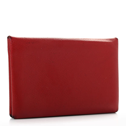 Hermes Epsom Calvi Card Case Rouge Garance 3 of 13