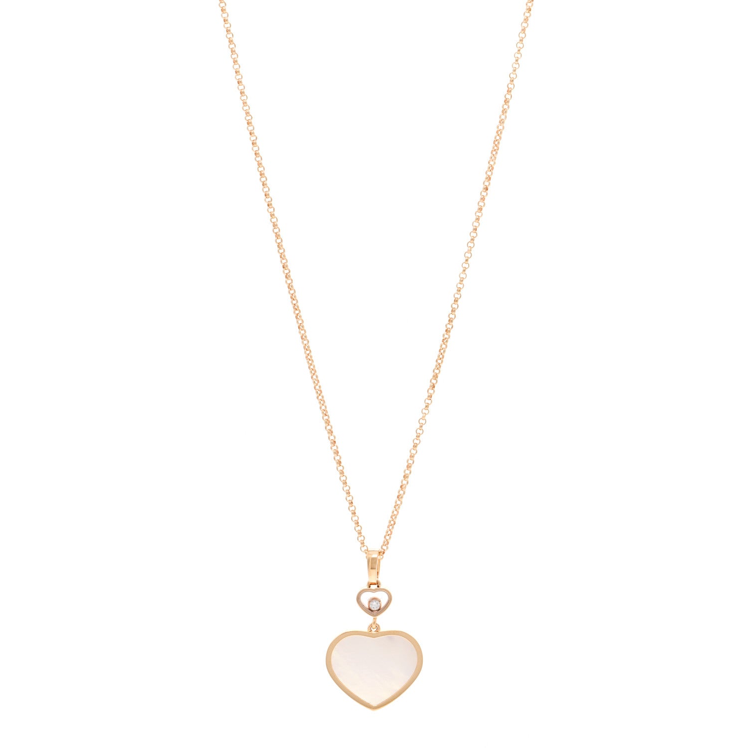 Chopard 18K Rose Gold Diamond Mother of Pearl Happy Hearts Necklace 1 of 5