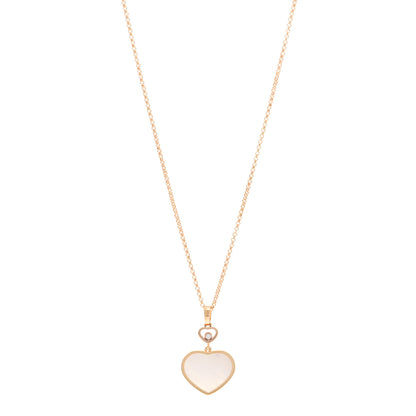 Chopard 18K Rose Gold Diamond Mother of Pearl Happy Hearts Necklace 1 of 5