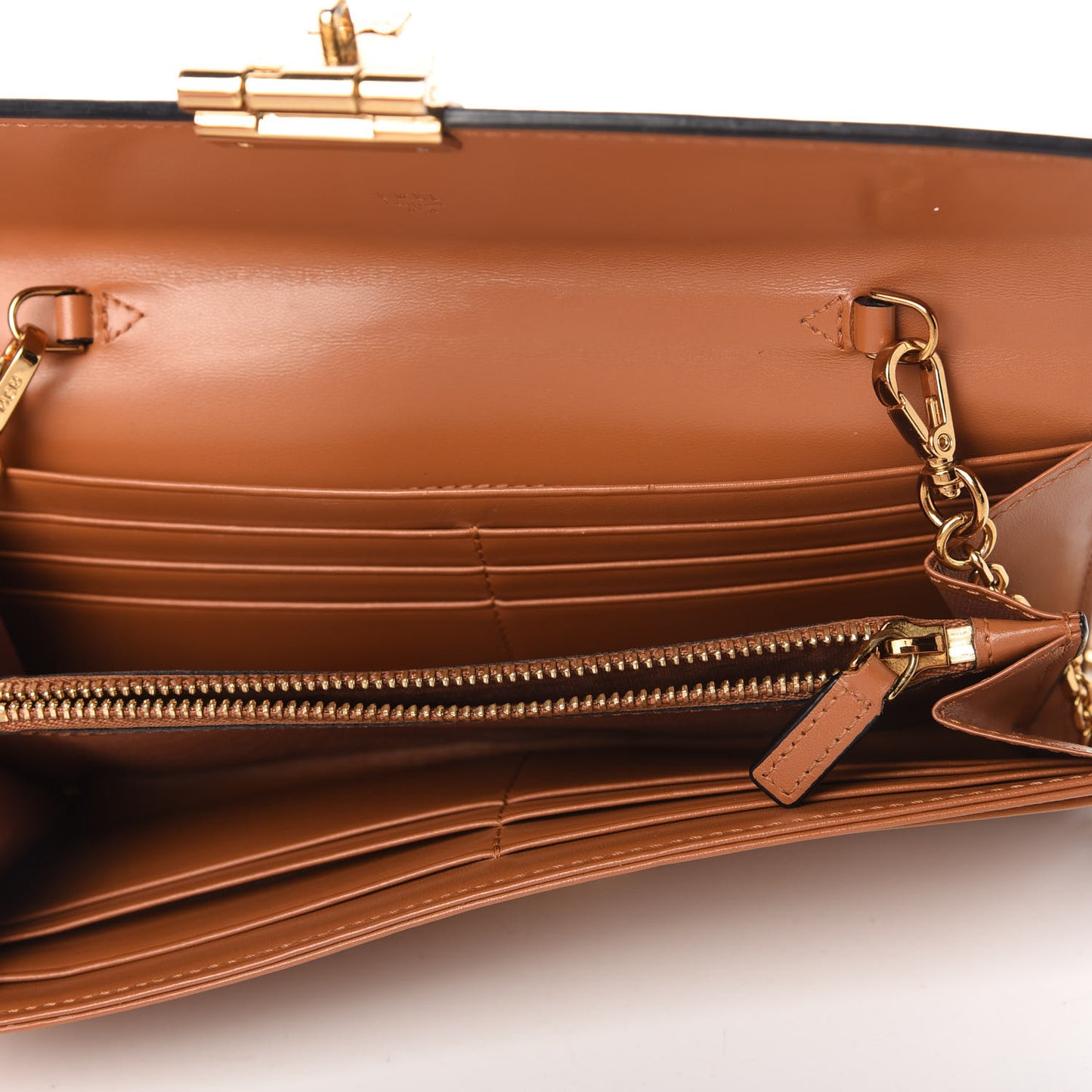 Calfskin Large Patricia Wallet On Chain Cognac