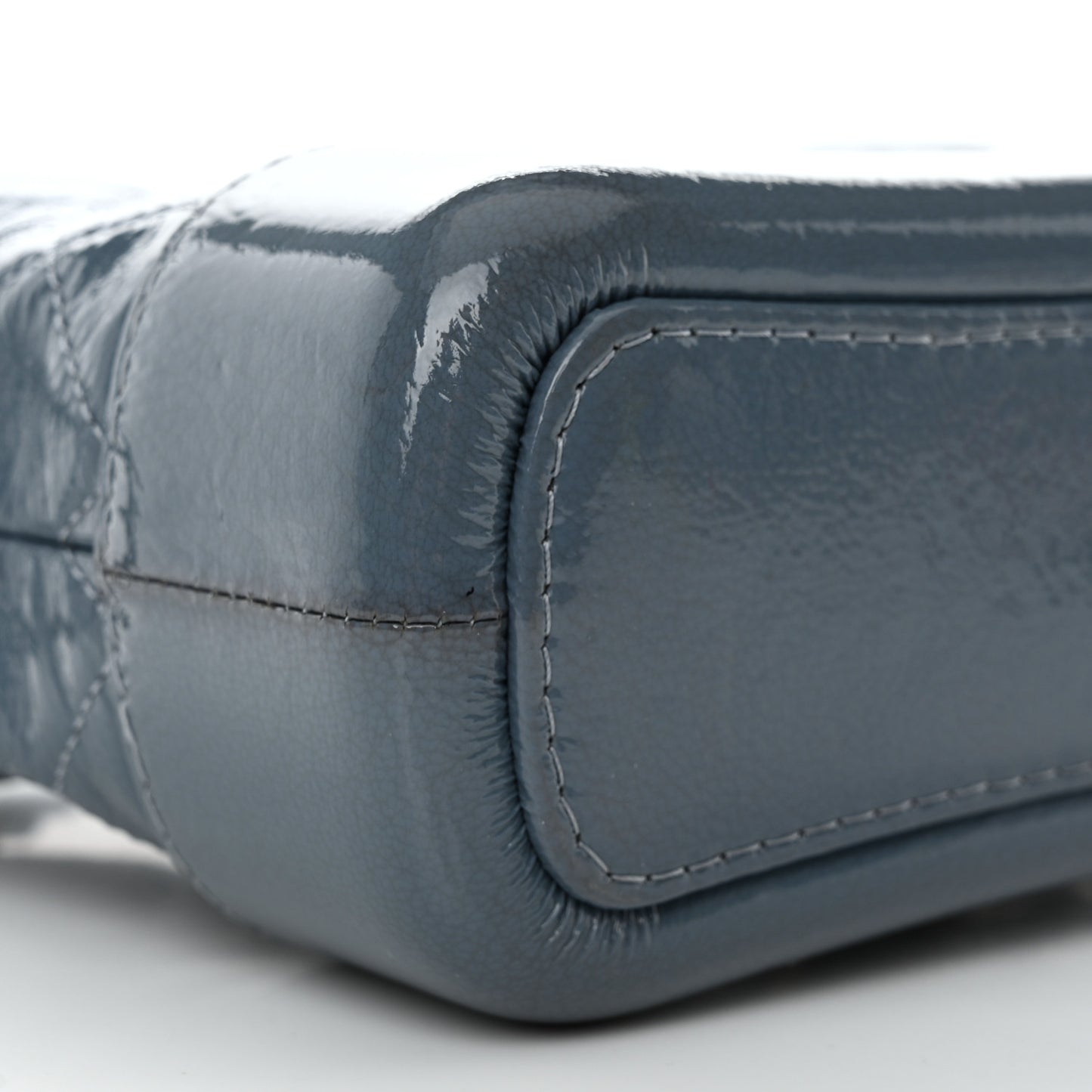 Patent Goatskin Quilted Small Gabrielle Hobo Blue
