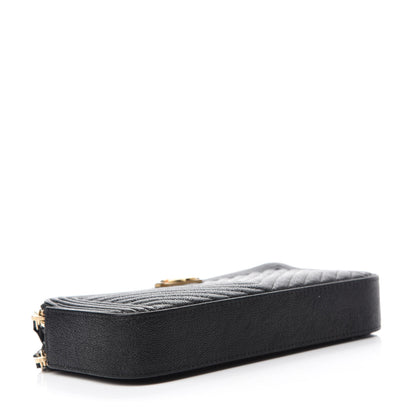 Chanel Caviar Chevron Small Boy Clutch With Chain Black 4 of 12