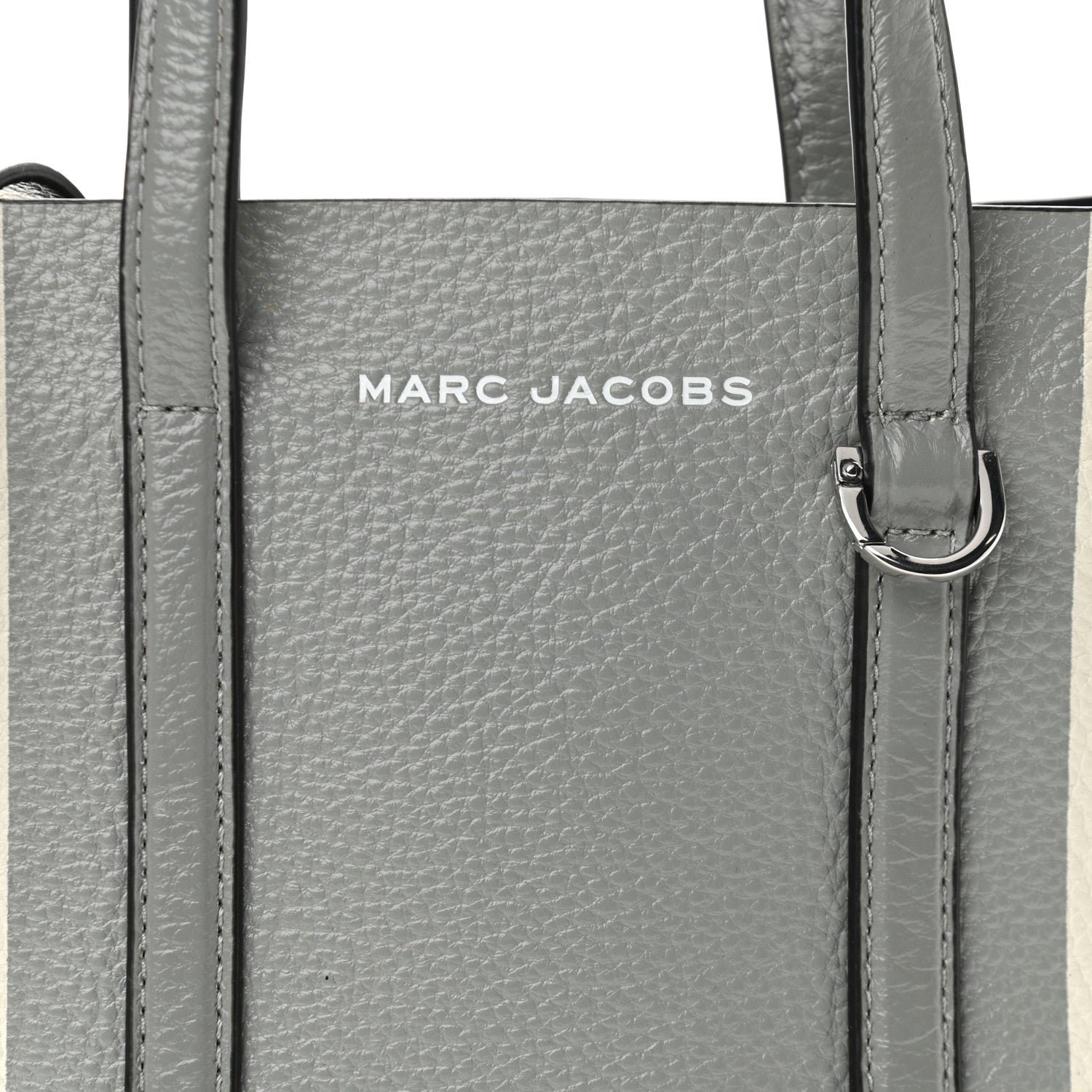 Marc Jacobs Grained Calfskin The Tag Tote Grey White 7 of 9