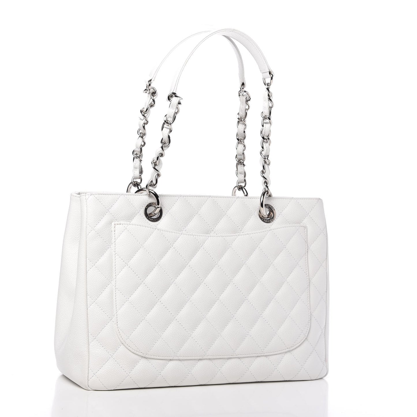 Caviar Quilted Grand Shopping Tote GST White